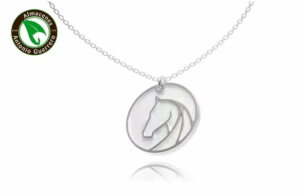 COLGANTE SILUETA CABALLO NÁCAR PLATA